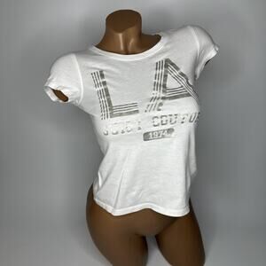 Vintage Y2K Juicy Couture Baby Tee White Short Sleeved Retro Designer Cotton XXS